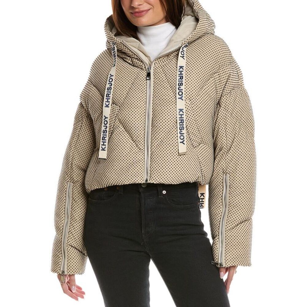 Khrisjoy Womens  Khris Rhinestone Crop Puffer Down Jacket, Brown